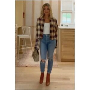 RE/DONE 90s High Rise Ankle Crop Jeans in Dusk Destroy Kristin Cavallari Size 24